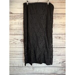 Vintage Y2K Lace Maxi Skirt Black XL Straight Half Lined Fairy Goth Whimsy Witch